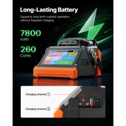 Kuituhitsauslaite 6 moottoria ydin ja vaipankohdistus 5-tuumainen kosketusnäyttö 7800 mAh akku