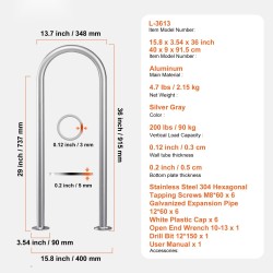 Alumiininen allas- ja laiturikaide 400 x 90 x 915 mm U-muotoinen anodisoitu