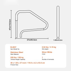 Uima-altaan kaide ruostumattomasta teräksestä valmiiksi koottu kolmiportaisella sinisellä otteella
