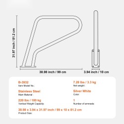 Uima-altaan kaide ruostumatonta terästä 990 x 812 mm sisä- ja ulkokäyttöön
