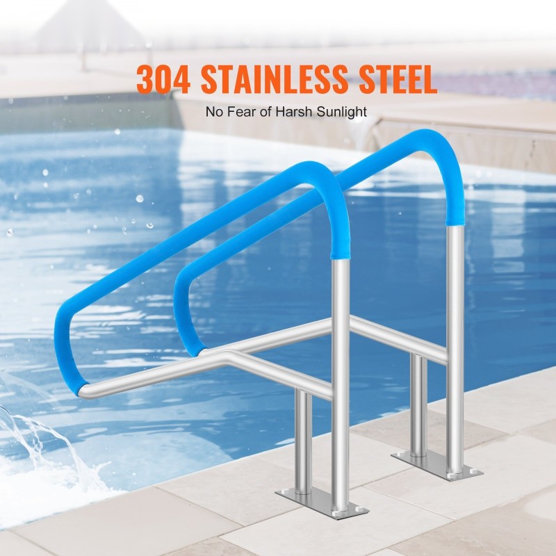 Uima-altaan kaide ruostumattomasta teräksestä 2 kpl 1395x810x100 mm