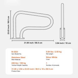 Uima-altaan kaide ruostumattomasta teräksestä 805 x 585 mm sisä- ja ulkokäyttö