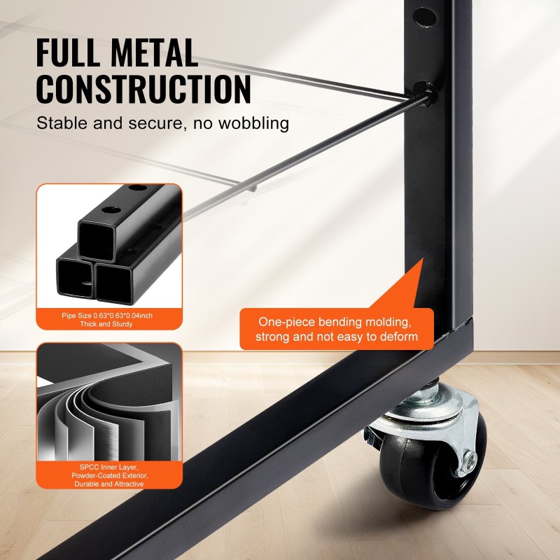 Taidekuivausteline 25 irrotettavaa hyllyä hiiliteräsrunko jauhemaalattu musta lukittavat pyörät