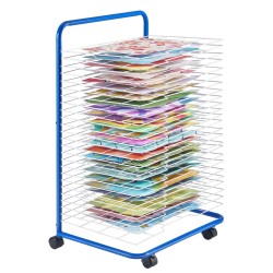 Taideteosten kuivausteline hiiliteräsrunko 25 irrotettavaa hyllyä lukittavat pyörät