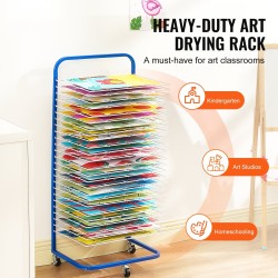 Taideteosten kuivausteline hiiliteräsrunko 25 irrotettavaa hyllyä lukittavat pyörät sopii A4 A3 A2-arkuille