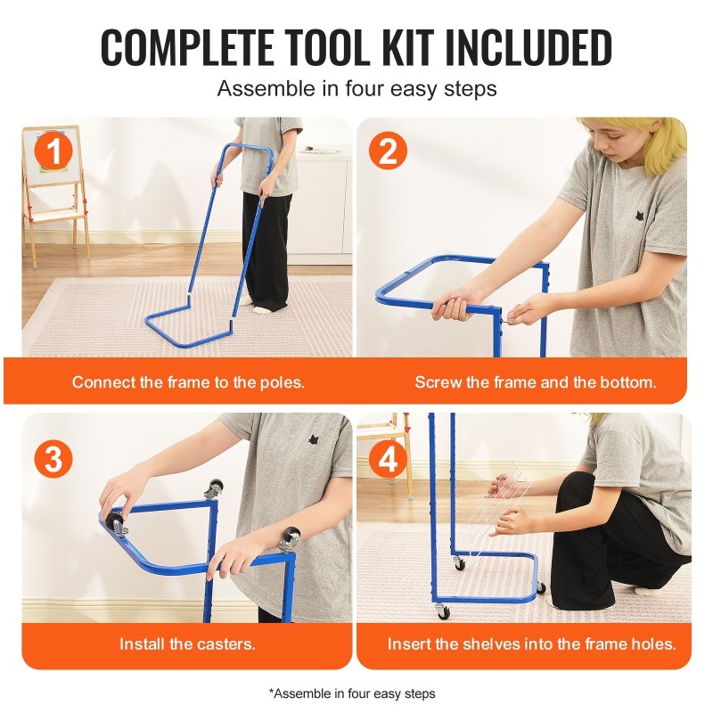 Taideteosten kuivausteline hiiliteräsrunko 25 irrotettavaa hyllyä lukittavat pyörät sopii A4 A3 A2-arkuille