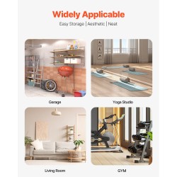 Joogamaton säilytysteline jauhemaalattu teräs sivukorilla ja koukuilla neljällä pyörällä kahdella lukittavalla