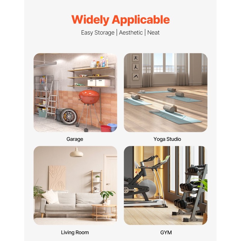 Joogamaton säilytysteline jauhemaalattu teräs sivukorilla ja koukuilla neljällä pyörällä kahdella lukittavalla