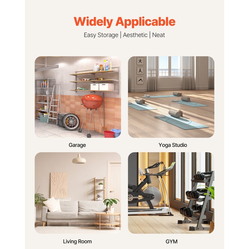 Joogamattojen säilytysteline pulverimaalatulla teräsrungolla korilla lukittavilla pyörillä ja koukuilla