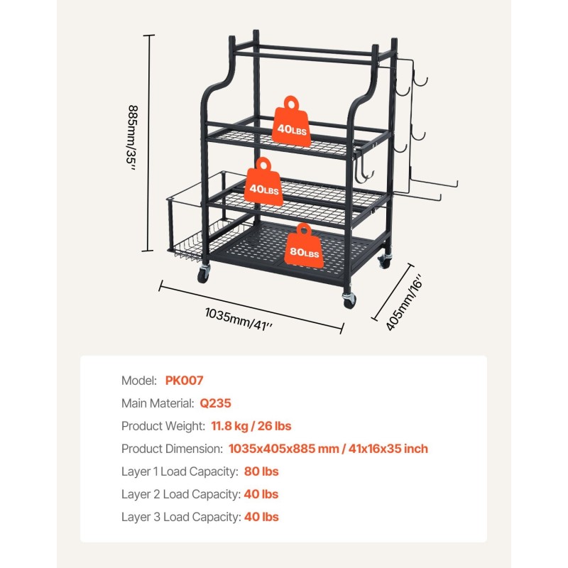 Joogamattojen säilytysteline pulverimaalatulla teräsrungolla korilla lukittavilla pyörillä ja koukuilla