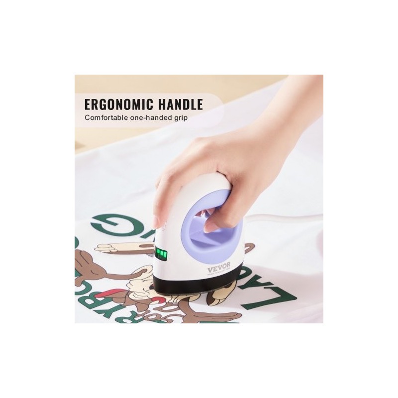 Pieni lämpöpuristin kompakti 3-tasoinen lämpötilansäätö automaattinen virrankatkaisu tekstiileille sinivalkoinen