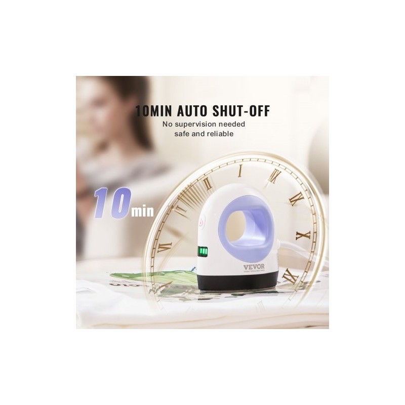 Pieni lämpöpuristin kompakti 3-tasoinen lämpötilansäätö automaattinen virrankatkaisu tekstiileille sinivalkoinen