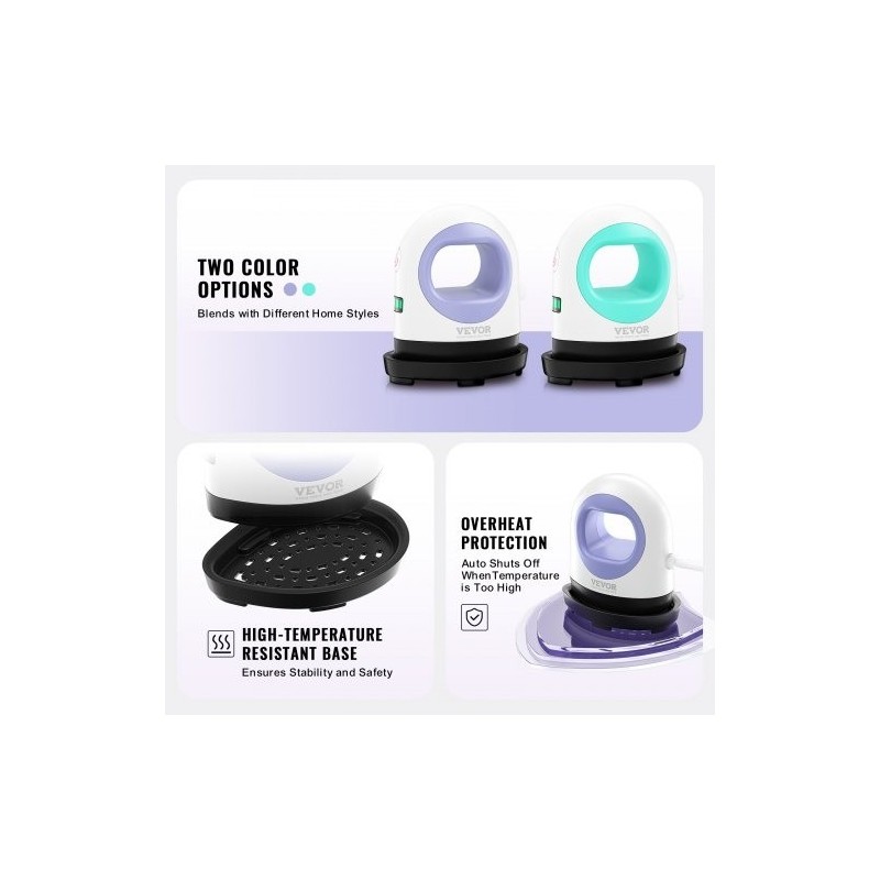 Pieni lämpöpuristin kompakti 3-tasoinen lämpötilansäätö automaattinen virrankatkaisu tekstiileille sinivalkoinen