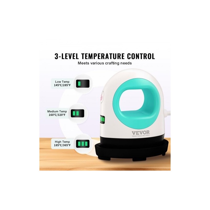 Mini kuumaprässi kompakti kolmitasoinen lämpötilansäätö automaattisammutus T-paitoihin lippiksiin lasinaluksiin vihreä valkoinen