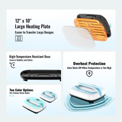 Siirrettävä lämpöprässi 12 x 10 tuumaa painevalettu alumiinilevy kaksiputkinen lämmitys