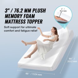 Viskoelastinen geelitäytteinen sijauspatja 1524x2032 mm 76,2 mm paksu irrotettavalla pestävällä päällisellä