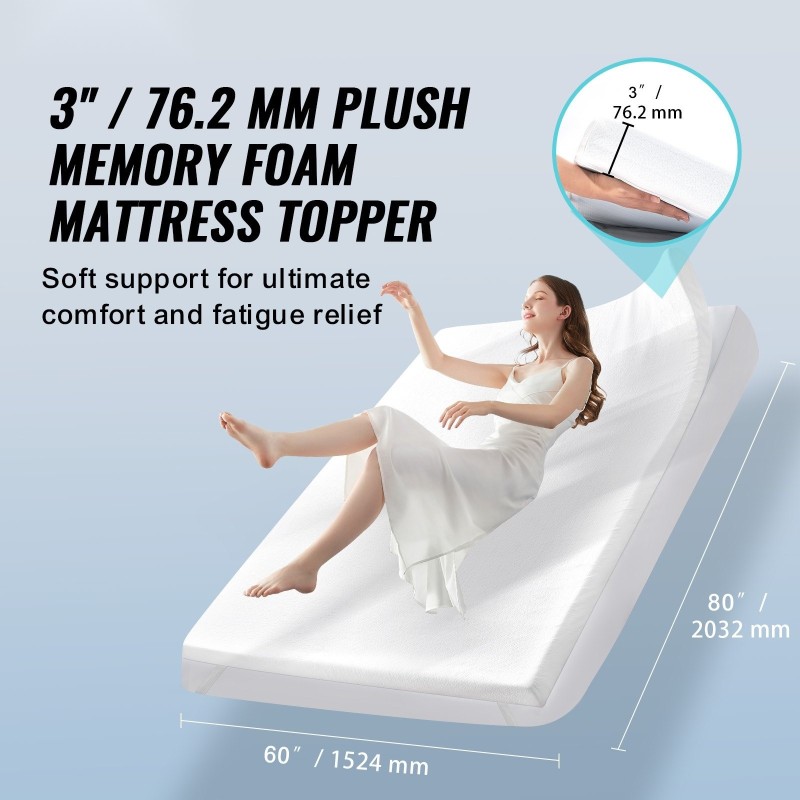 Viskoelastinen geelitäytteinen sijauspatja 1524x2032 mm 76,2 mm paksu irrotettavalla pestävällä päällisellä