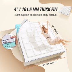 Muistivaahto- ja kuitutäytteinen sijauspatja 1930×2032 millimetriä 101,6 millimetriä paksu