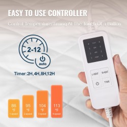 Sähkökäyttöinen lämpöpatja 195 x 165 cm 4 lämpötilaa ajastin harjattu kangas