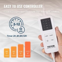 Sähkölämmitteinen patjansuoja harjattu kangas 150 x 160 cm neljä lämpötilaa ajastin