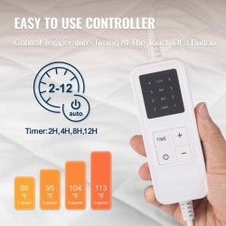 Sähköinen lämpöpatja 150 x 80 cm 4 tasoa ajastin syvä joustava tasku