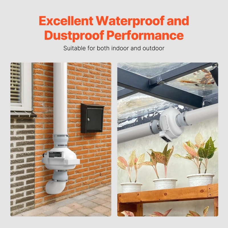 Kanavapuhallin radonpoistoon 98–114 mm ABS-kuori 190 CFM 2 liitintä hiljainen