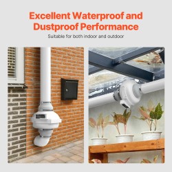 Radonpoistopuhallin ABS-kuori 98–114mm ilmavirta 380 CFM 2 liitintä sisä- ja ulkokäyttöön