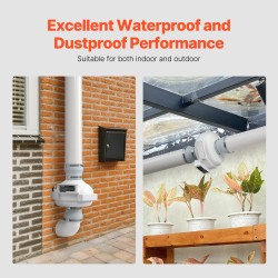 Radonin poistopuhallin 4–4,5 tuuman putkille hiljainen muovikotelolla 2 liitintä