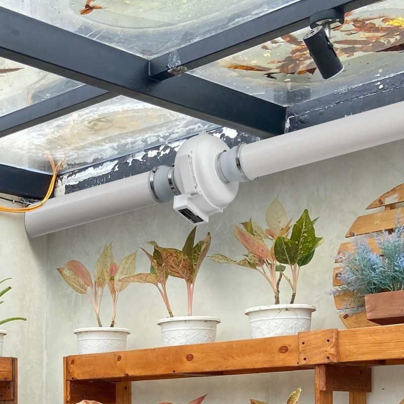 Radonpoistopuhaltimen asennussarja 98–114 mm liitännöille hiljainen 260 CFM ilmavirta ABS-runko kaksi liitintä