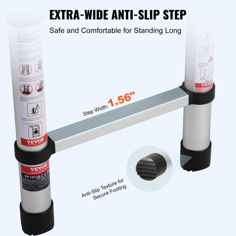 Teleskooppitikas alumiiniseos 3,8 m säädettävä A tai suoraksi avattava 170 kg kantokyky