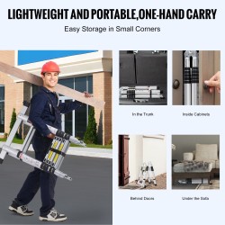 Teleskooppitikas alumiiniseos 3,8 m säädettävä A tai suoraksi avattava 170 kg kantokyky