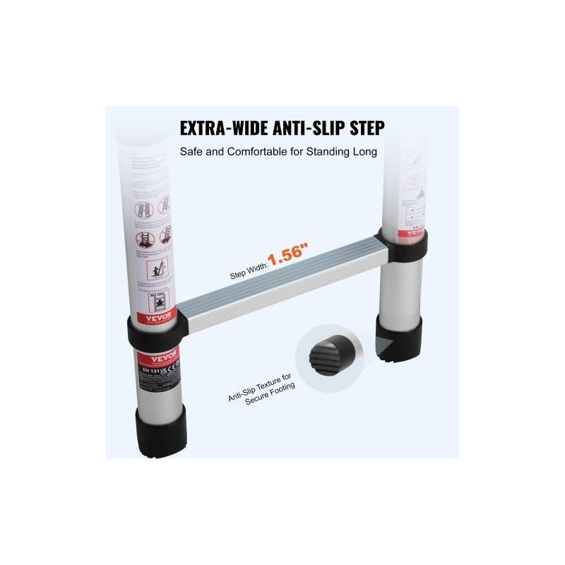 Teleskooppitikas alumiininen 5 m 170 kg kantavuus A-mallinen ja suoraksi jatkettava