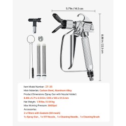 Maalauspistooli ilmattomalla tekniikalla korkeapaine 3600 psi 517 suutin hiiliteräs ja alumiiniseos