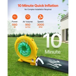 Ilmatäytteinen juhlateltta 6×5×3,65 m 210D Oxford-kangas musta 680W puhallin