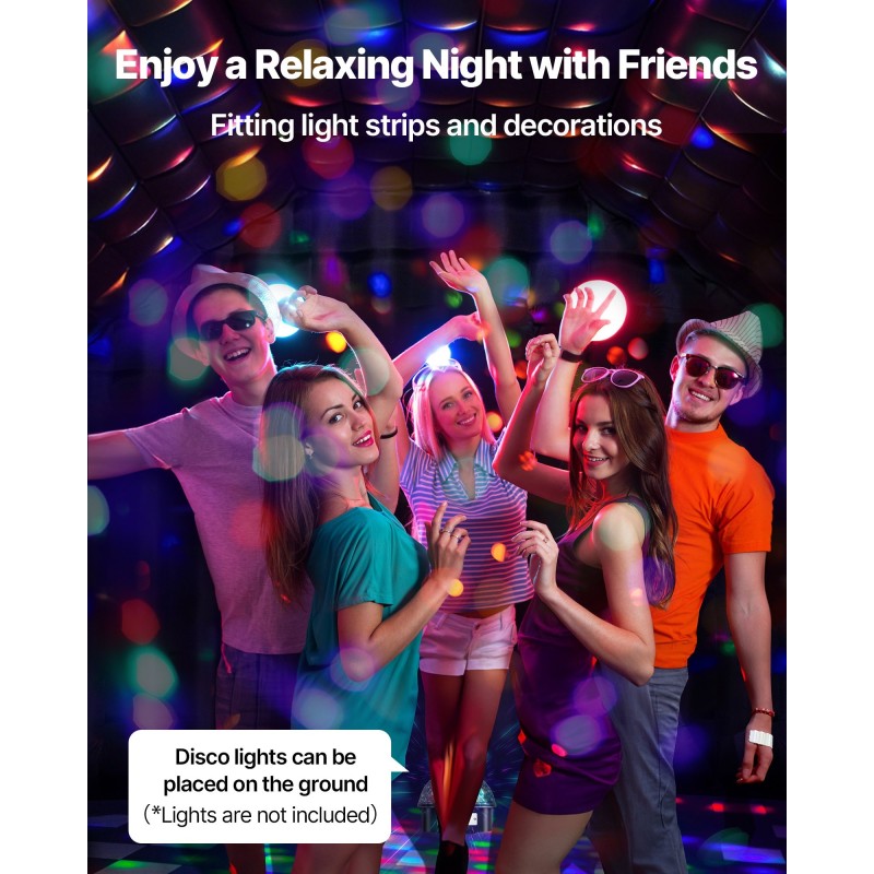 Ilmatäytteinen juhlateltta 6×5×3,65 m 210D Oxford-kangas musta 680W puhallin