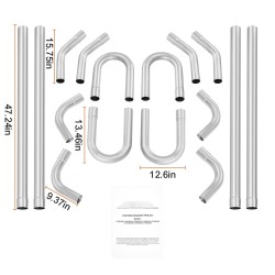Pakoputkisarja 16-osainen galvanoitu teräsputki liukuliitoksilla universaali autokorjaamoille