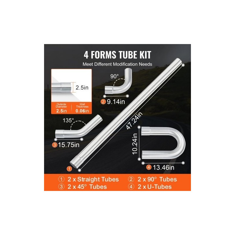 Pakoputkisetti 8-osainen yleismallinen galvanoitua vähähiilistä terästä liukuliitoksilla suurihalkaisijaiset putket