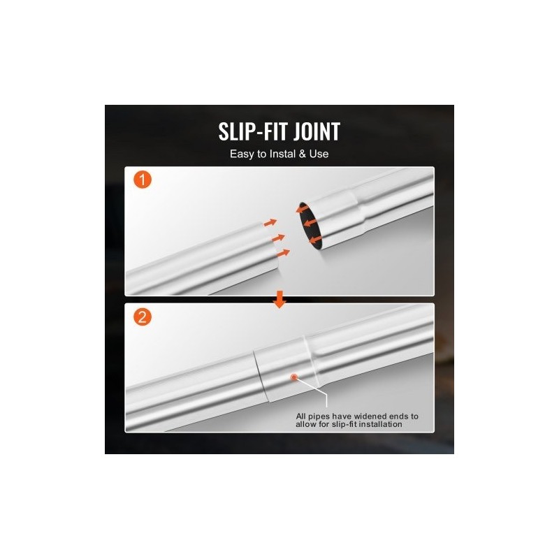 Pakoputkisetti 8-osainen yleismallinen galvanoitua vähähiilistä terästä liukuliitoksilla suurihalkaisijaiset putket