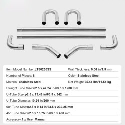 Pakoputkisetti 8-osainen yleismallinen galvanoitua vähähiilistä terästä liukuliitoksilla suurihalkaisijaiset putket