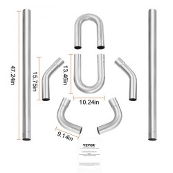 Pakoputkisetti 8-osainen yleismallinen galvanoitua vähähiilistä terästä liukuliitoksilla suurihalkaisijaiset putket