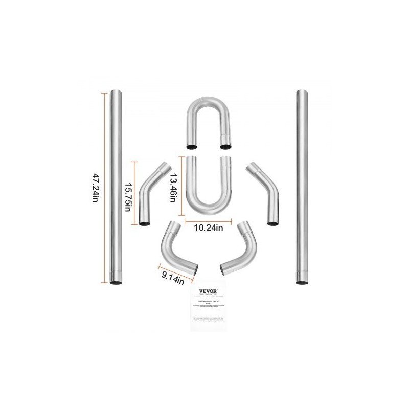 Pakoputkisetti 8-osainen yleismallinen galvanoitua vähähiilistä terästä liukuliitoksilla suurihalkaisijaiset putket