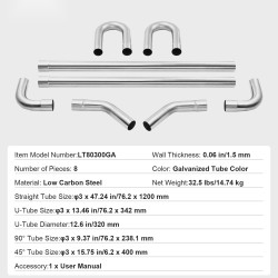 Pakoputkisarja sinkitty teräs 8-osainen yleismallinen suurihalkaisijainen liukuvilla liitoksilla