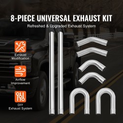 Pakoputkisarja 8 osaa sinkitty teräs 63,5 mm autoihin liukuliitoksilla