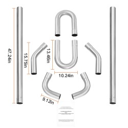 Pakoputkisarja 8 osaa sinkitty teräs 63,5 mm autoihin liukuliitoksilla