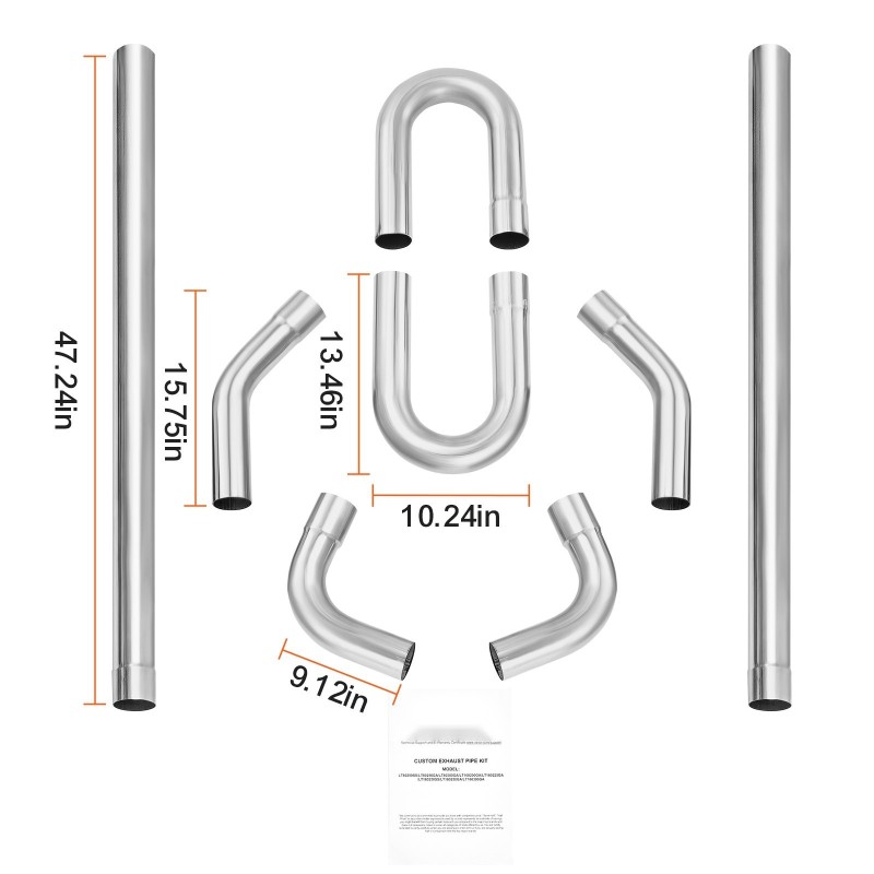Pakoputkisarja 8 osaa sinkitty teräs 63,5 mm autoihin liukuliitoksilla