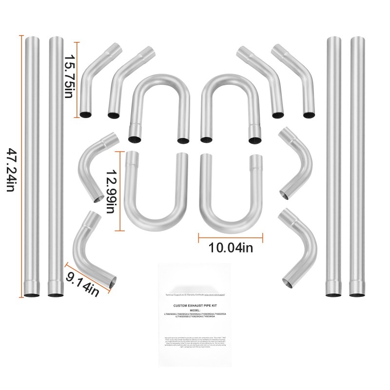 Pakoputkisarja 16-osainen korroosionkestävä sinkitty teräs suurihalkaisijaiset putket liukuvilla liitoksilla