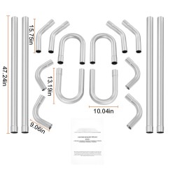 Pakoputkisetti 16-osainen galvanoitu teräs suurihalkaisijaiset putket sovitusliitoksilla