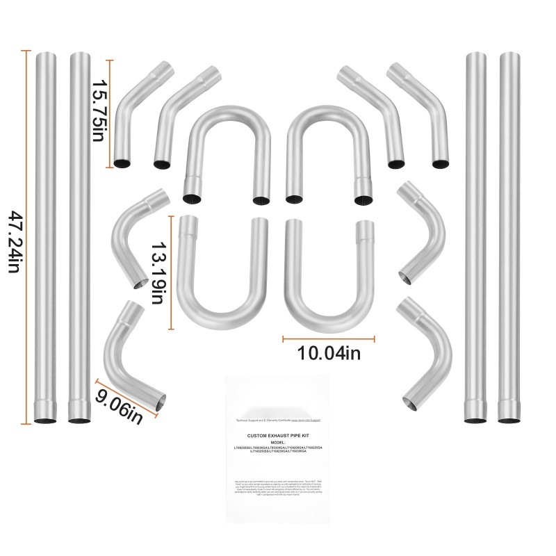 Pakoputkisetti 16-osainen galvanoitu teräs suurihalkaisijaiset putket sovitusliitoksilla