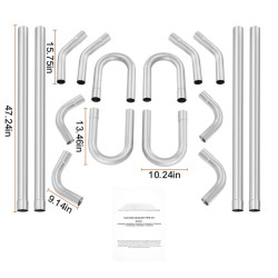 Pakoputkisetti 16-osainen ruostumaton teräs suurihalkaisijaiset putket liukuliitoksilla