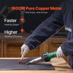 kuumailmamuovihitsain 1600W 9-portainen lämpötilansäätö 20mm 40mm suuttimet saumarulla PP PE PVC-levyille